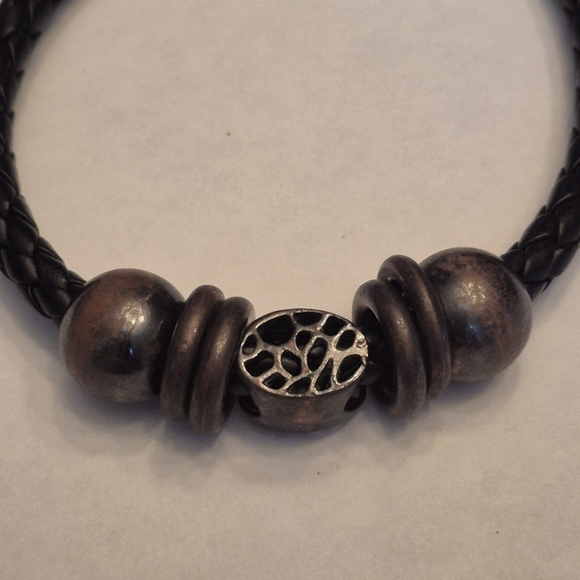 Men's Black and Bronze Braided Bracelet - Picture 2 of 6